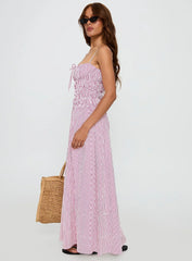 Loralei Shirred Maxi Dress Red Stripe